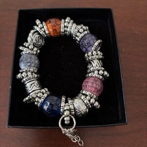 Silver and Multicolor Beaded Bracelet